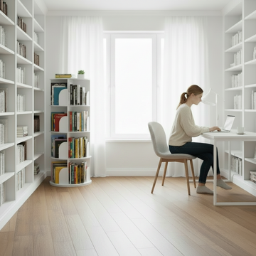 Rotating Bookshelf – 4-Tier Spinning Vertical Book Tower for All Home Spaces