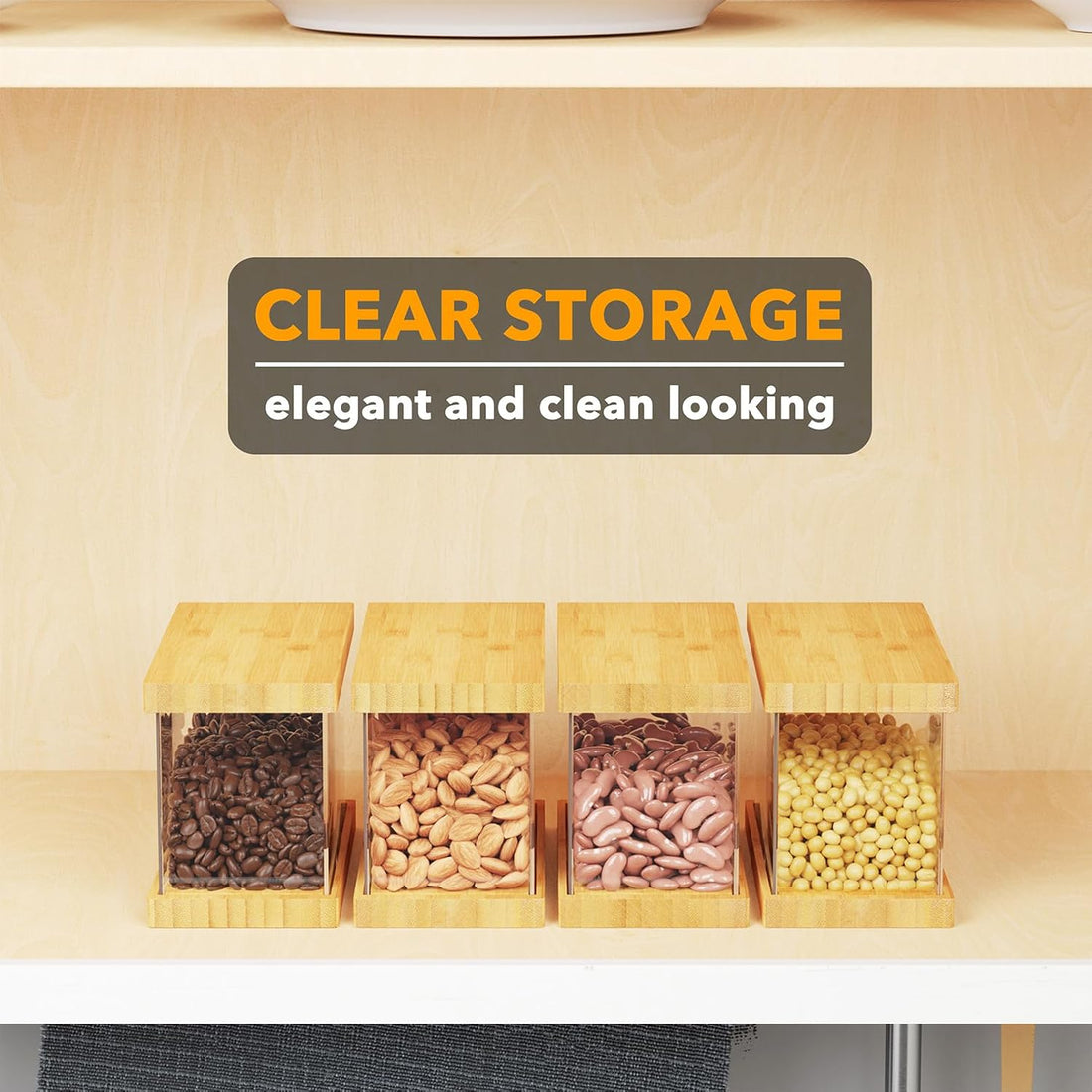 bamboo food storage containers with airtight lids pantry organization