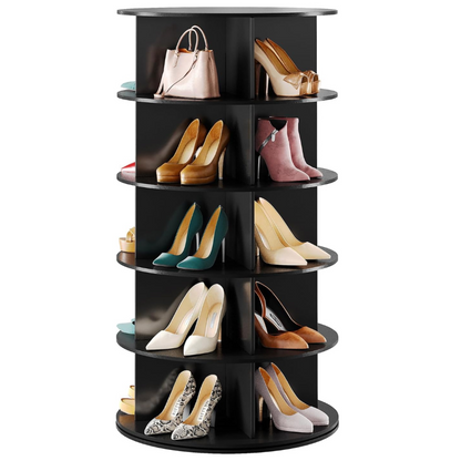 Black 5-Tier Spinning Shoe Rack for Closet
