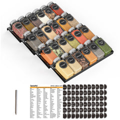 SpaceAid In Drawer Spice Organizer with 24 Spice Bottles, 11.25