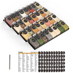 SpaceAid Drawer Organizer for Spices with 32 Spice Jars, 15