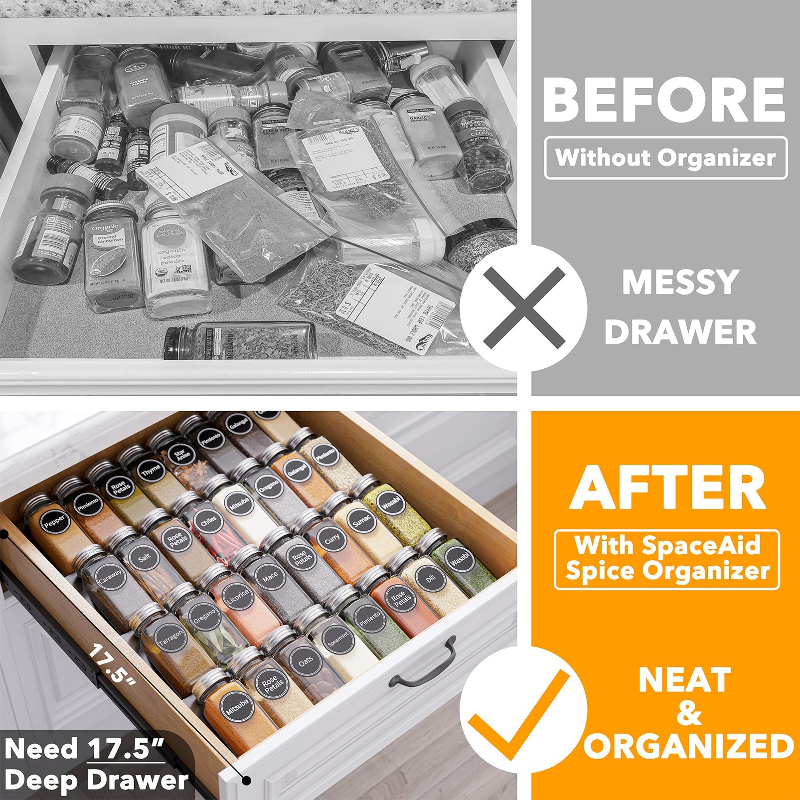 drawer organizer for spices