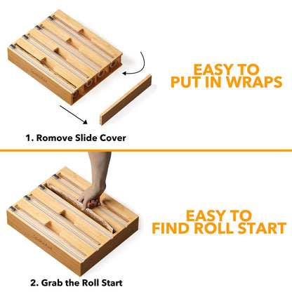 SpaceAid bamboo plastic wrap and foil organizer