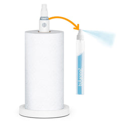 SpaceAid® 2 in 1 Under Cabinet Paper Towel Holder with Spray Bottle Inside Center in White