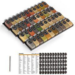 SpaceAid Kitchen Spice Drawer Organizer with 44 Spice Jars, 20.25