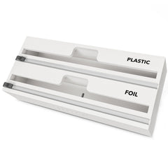 SpaceAid WrapNeat 2 in 1 Foil and Plastic Wrap Organizer with Cutter and Labels for 12
