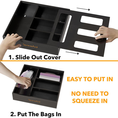 SpaceAid black bamboo food bag storage organizer