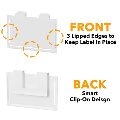 SpaceAid 10 Pack White Basket Labels Clip with 20 Label Cards Included Black White Chalk