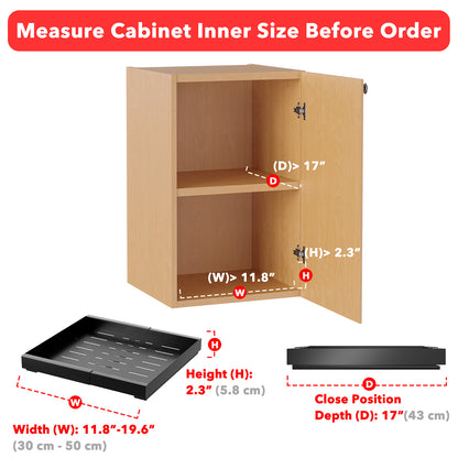 SpaceAid Adjustable No-Drill Adhesive  Pull-Out Cabinet Drawer for Kitchen Black, 17" Deep