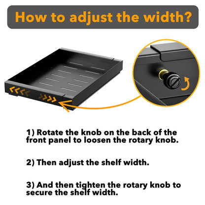 SpaceAid Adjustable No-Drill Adhesive  Pull-Out Cabinet Drawer for Kitchen Black, 17" Deep