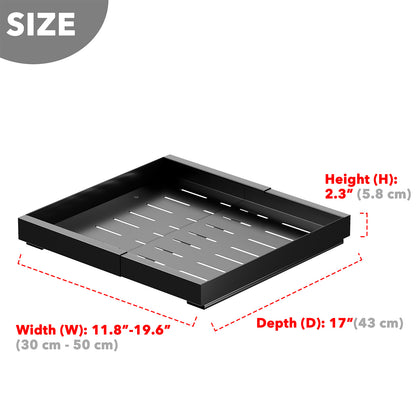 SpaceAid Adjustable No-Drill Adhesive  Pull-Out Cabinet Drawer for Kitchen Black, 17" Deep