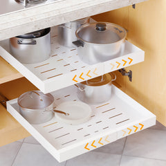 SpaceAid Pull-Out Cabinet Organizer with No-Drill Adhesive for Kitchen and Pantry White, 17