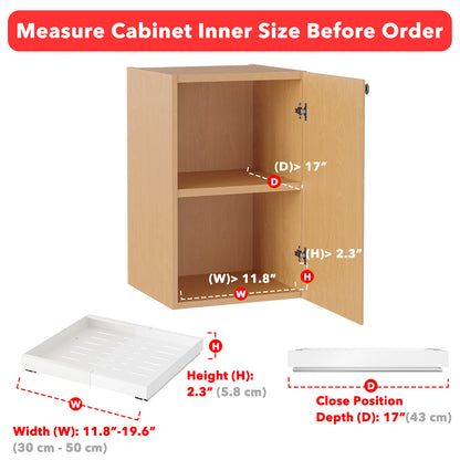 SpaceAid Pull-Out Cabinet Organizer with No-Drill Adhesive for Kitchen and Pantry White, 17" Deep