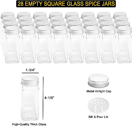 SpaceAid spice rack organizer with 36 empty spice bottles
