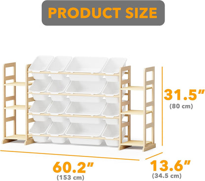 Kids Toy Storage Organizer with 6 Shelves and 16 Bins – Modern Toy Box, Bin Shelf & Bookshelf for Playroom Storage and Kids Room Decor