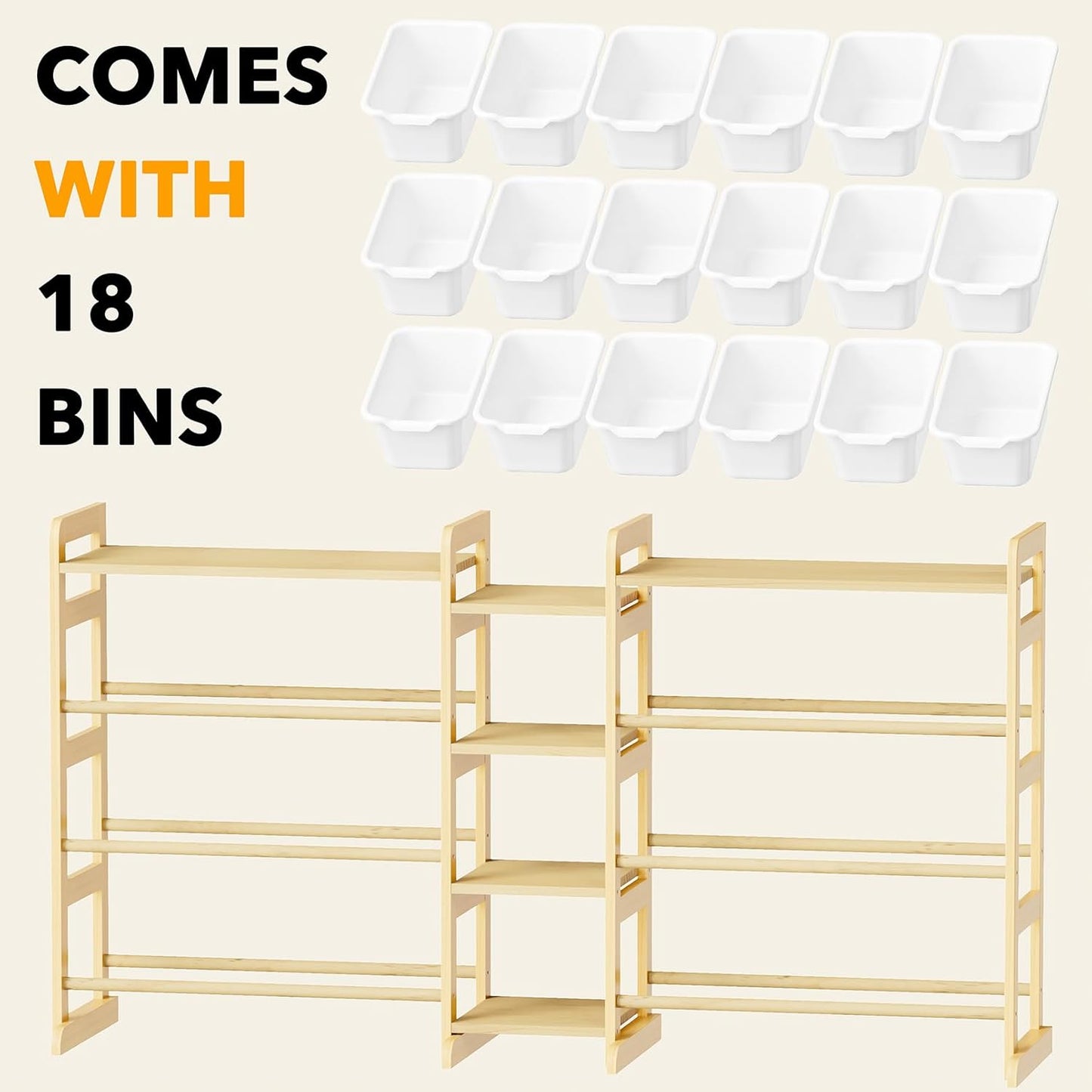 SpaceAid Large Toy Storage Organizer with 6 Shelves and 18 Bins, Book Shelf Organizers Storage Bookshelf, Kids Bin Shelf Box Bookcase for Bedroom Playroom Organization Room Decor, White