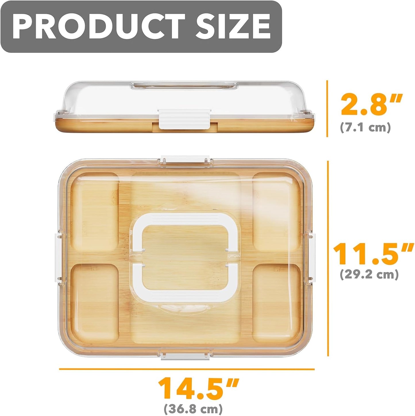 SpaceAid Bamboo Charcuterie Board with Lid 8 Compartments