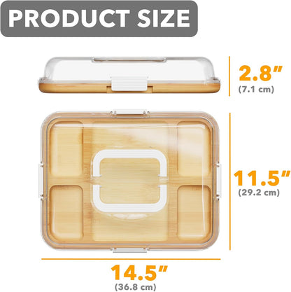 SpaceAid Bamboo Charcuterie Board with Lid 8 Compartments