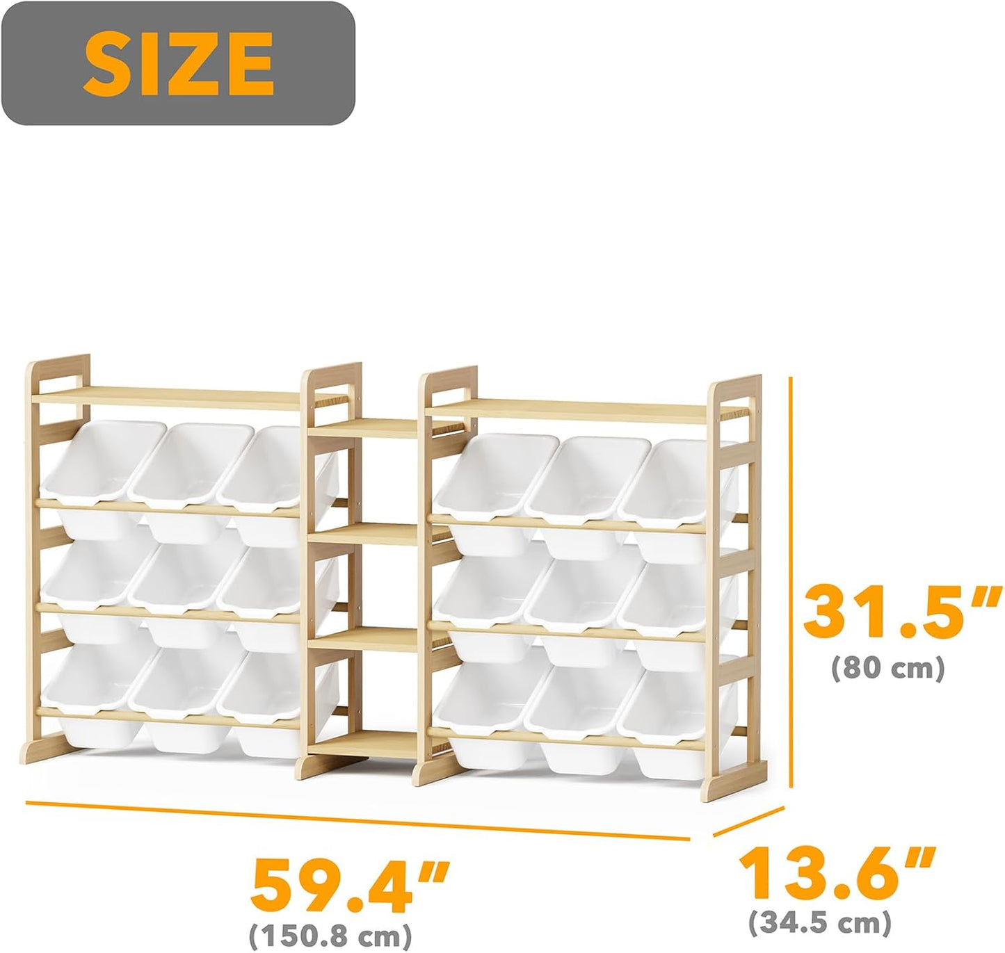 SpaceAid Large Toy Storage Organizer with 6 Shelves and 18 Bins, Book Shelf Organizers Storage Bookshelf, Kids Bin Shelf Box Bookcase for Bedroom Playroom Organization Room Decor, White