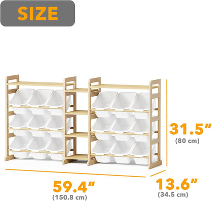 SpaceAid Large Toy Storage Organizer with 6 Shelves and 18 Bins, Book Shelf Organizers Storage Bookshelf, Kids Bin Shelf Box Bookcase for Bedroom Playroom Organization Room Decor, White