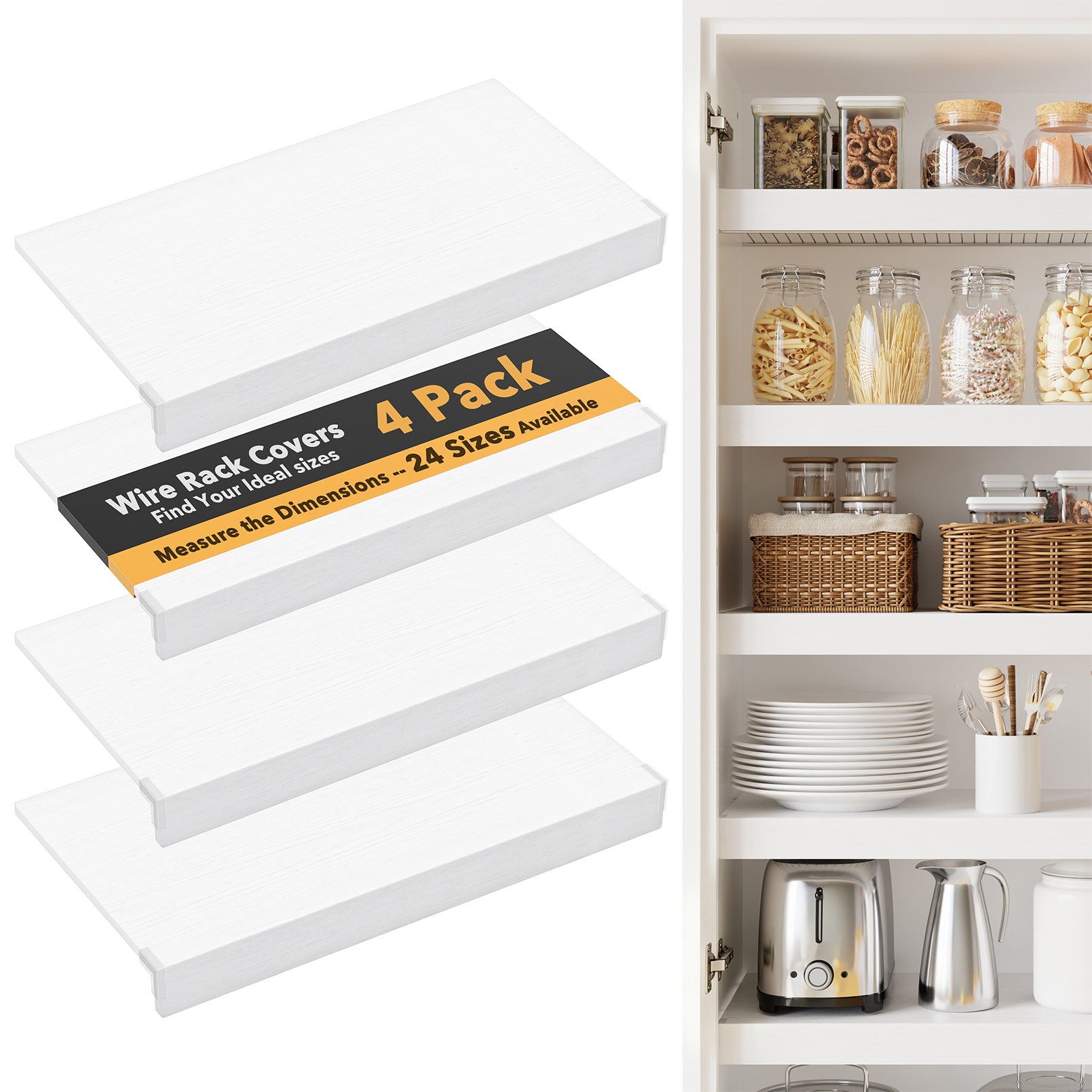 SpaceAid Wire Shelf Covers, PVC Wire Rack Cover for Pantry and Closet Shelving, Durable Shelves Liner for Kitchen Pantry Rack, White