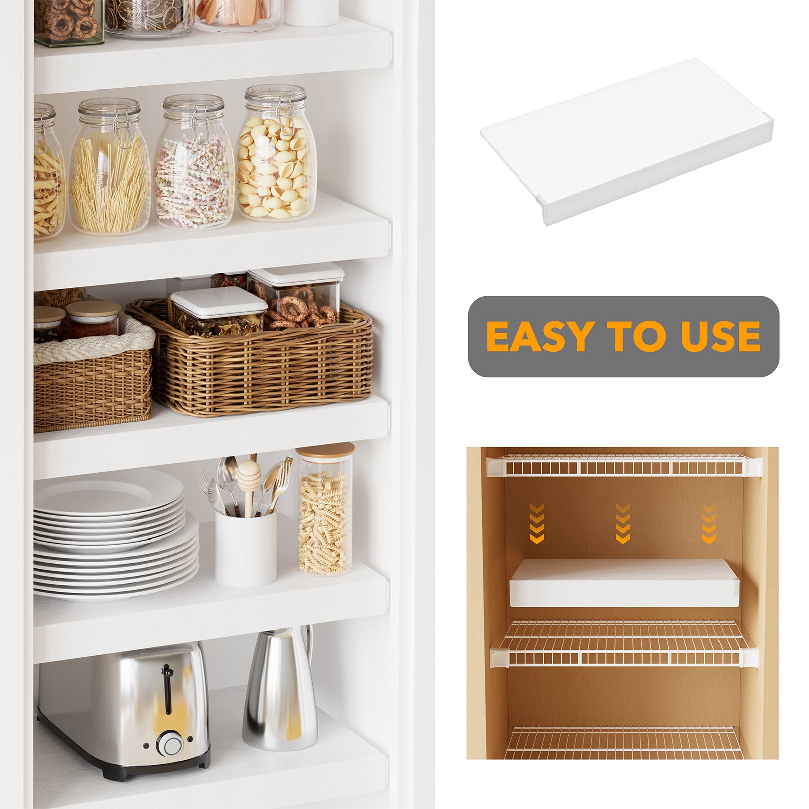 SpaceAid Wire Shelf Covers, PVC Wire Rack Cover for Pantry and Closet Shelving, Durable Shelves Liner for Kitchen Pantry Rack, White