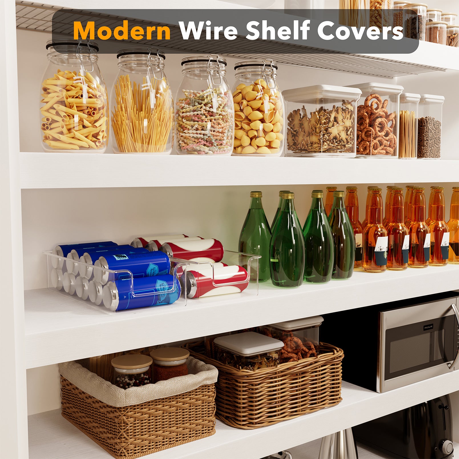 SpaceAid Wire Shelf Covers, PVC Wire Rack Cover for Pantry and Closet Shelving, Durable Shelves Liner for Kitchen Pantry Rack, White