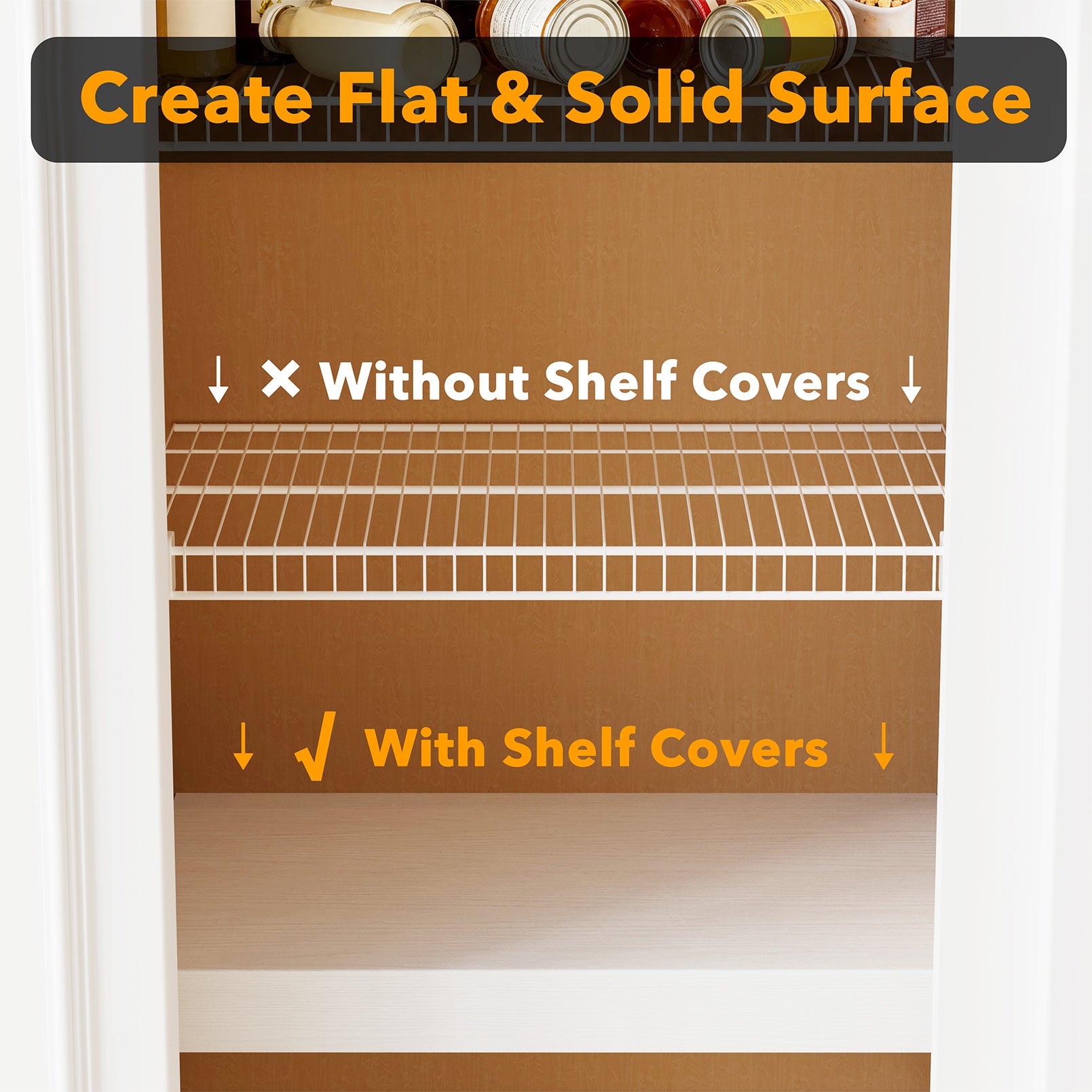 SpaceAid Wire Shelf Covers, PVC Wire Rack Cover for Pantry and Closet Shelving, Durable Shelves Liner for Kitchen Pantry Rack, White