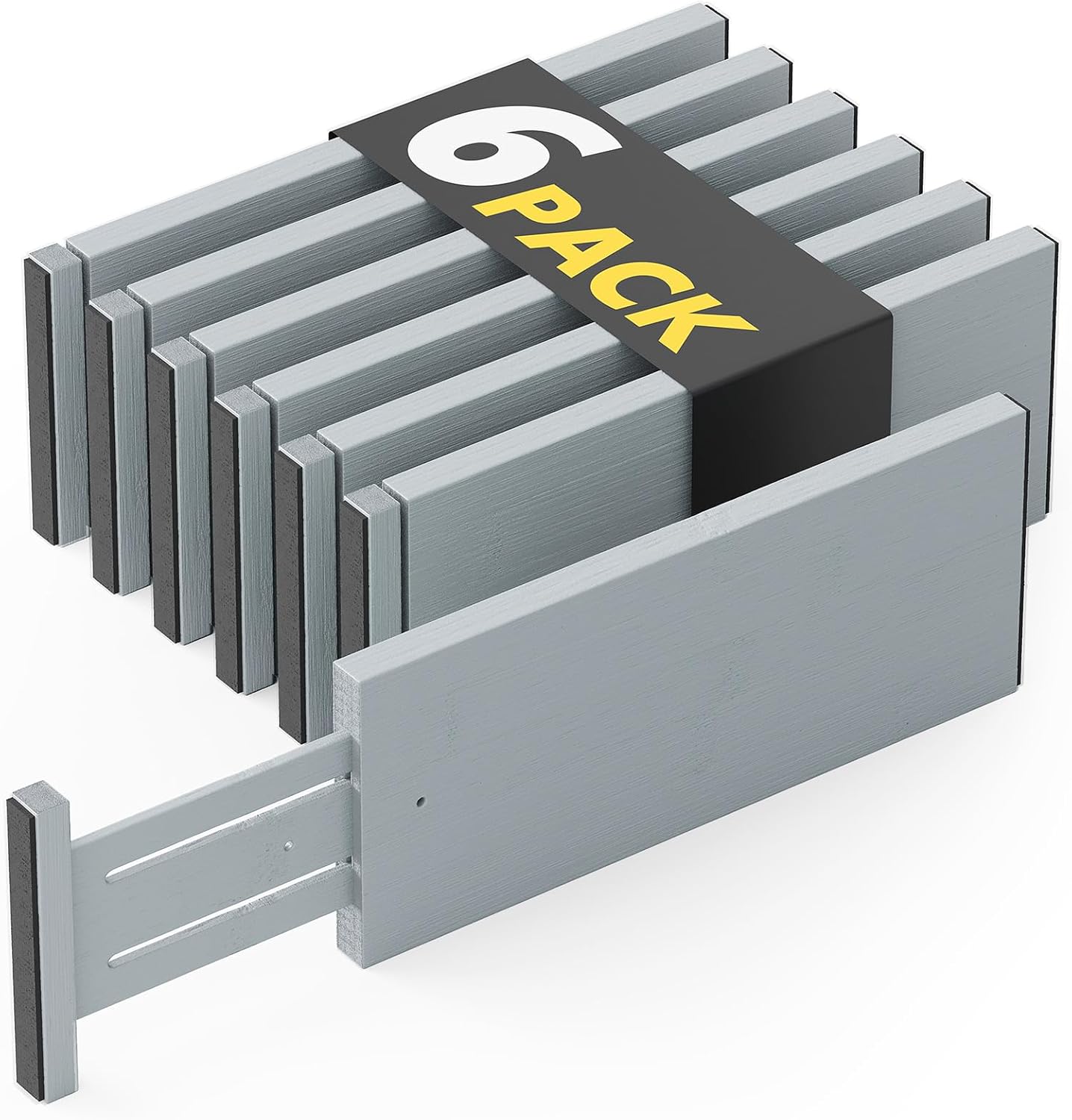 6 Pack 4.65“ High Drawer Organizer Gray