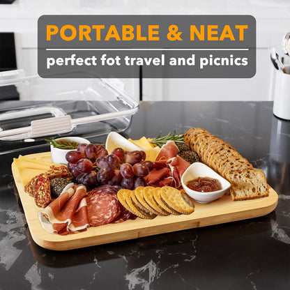 Charcuterie and Cheese Board Elegant Serving Tray for Snacks & Tapas, 1 Compartments