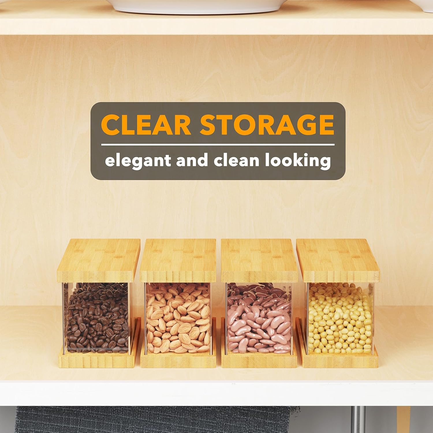 SpaceAid Bamboo Food Storage Containers with Airtight Lids