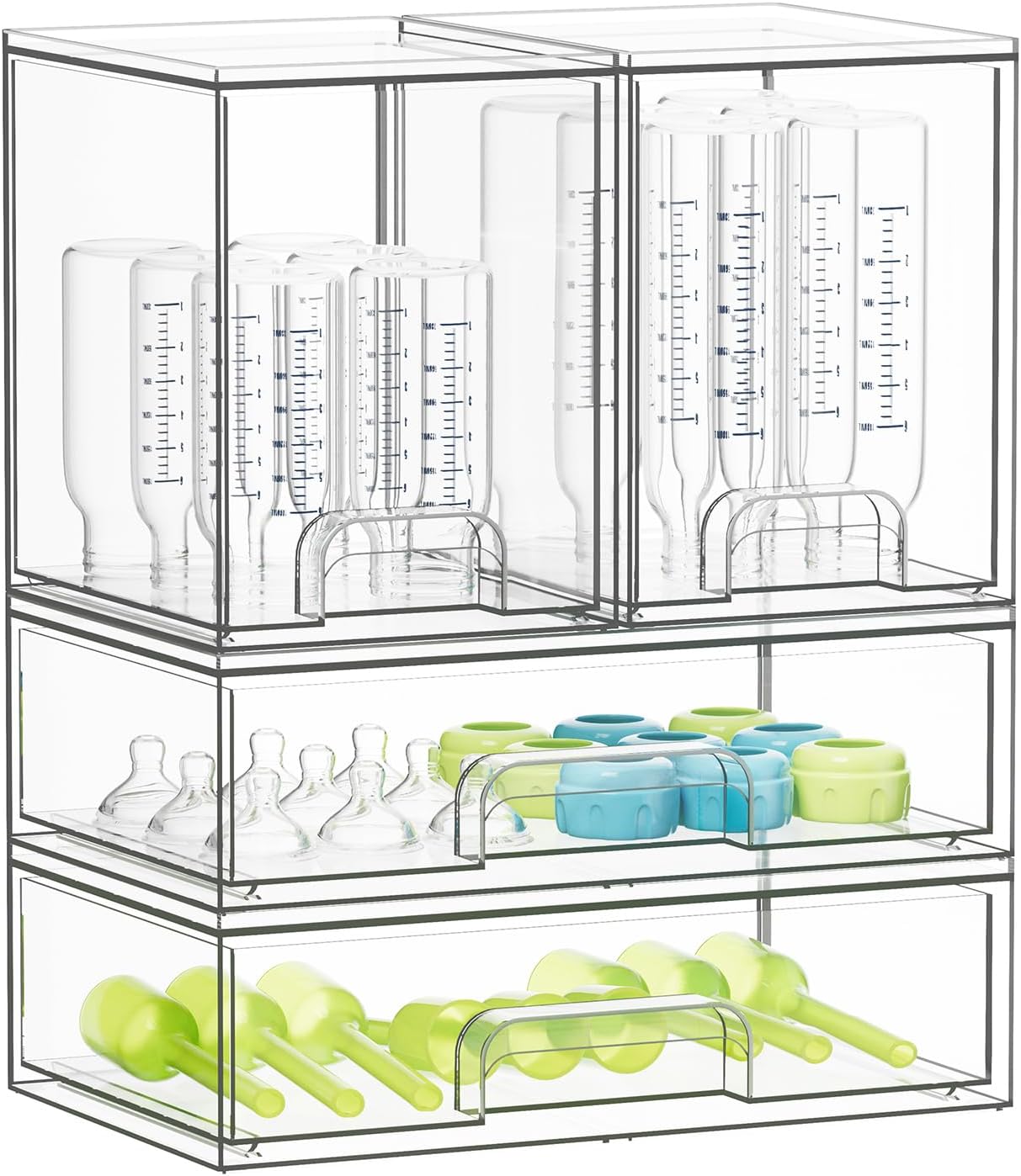 SpaceAid Baby Bottle Storage Organizer for Countertop, 5 Pack, 2S2M1L, 15.4" H