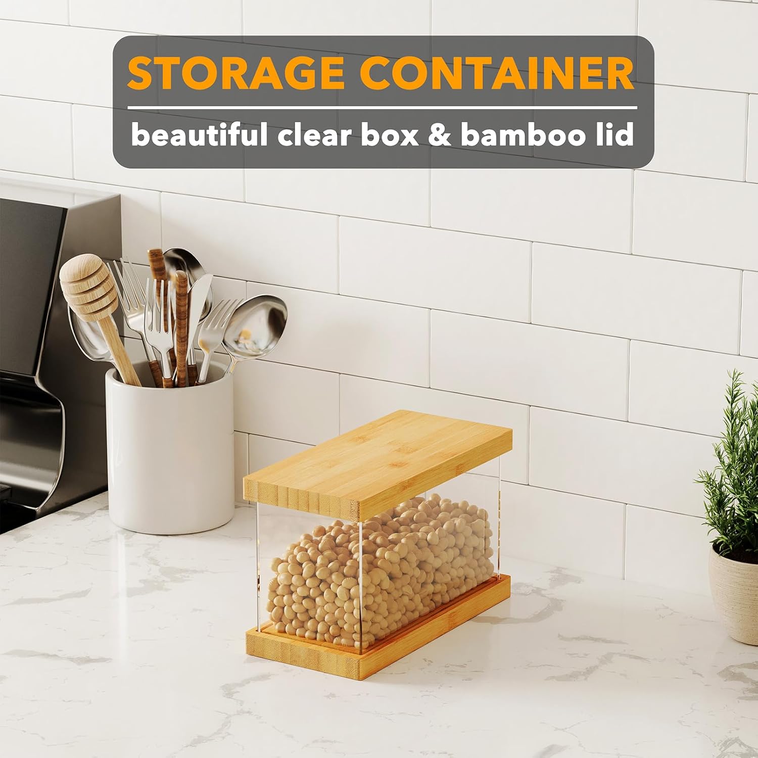 SpaceAid Bamboo Food Storage Containers with Airtight Lids