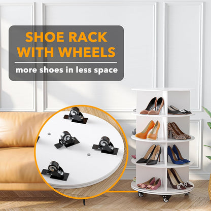 4-Tier Rotating Shoe Rack with Wheels