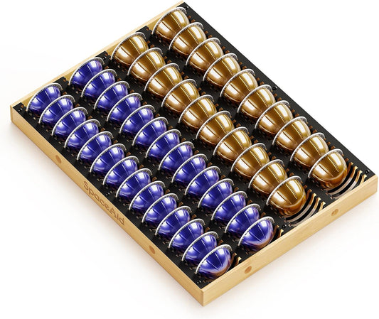 SpaceAid Bamboo Coffee Pod Holder for Nespresso Vertuo Capsule