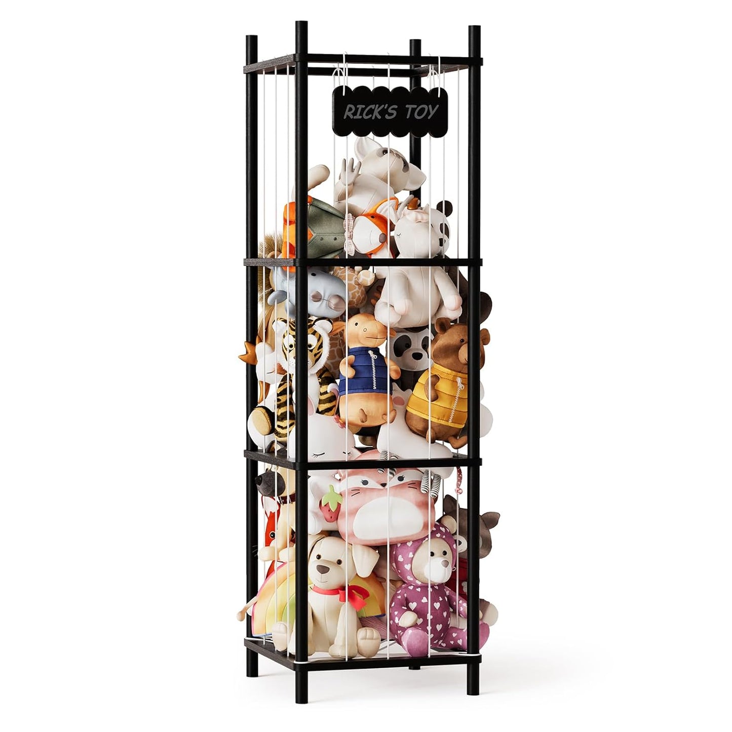 black stuffed animal storage wooden stuffed animal zoo organizer