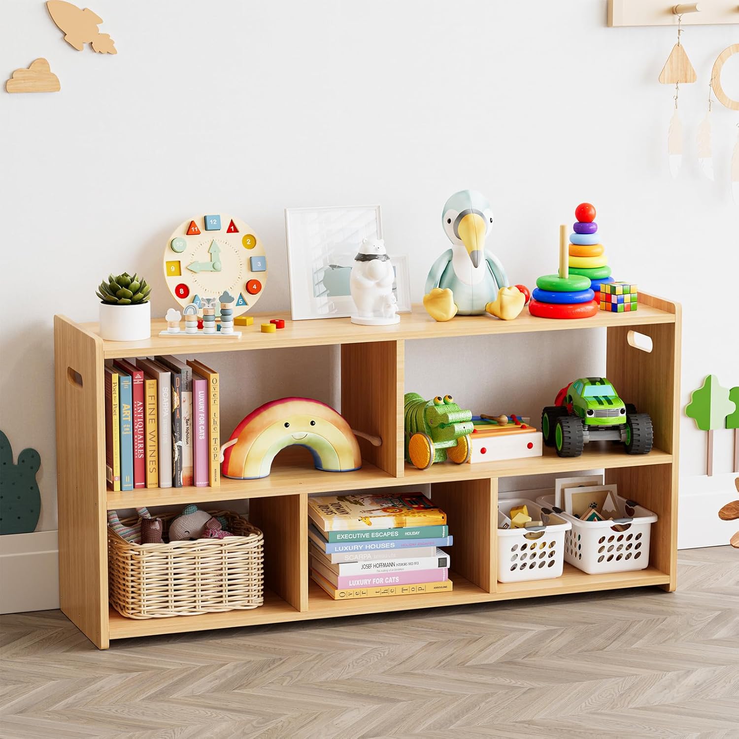 SpaceAid Kids Bookshelf with 5 Compartments