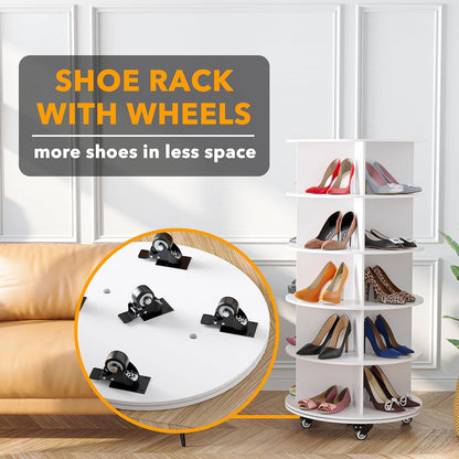 5-Tier Rotating Shoe Rack with Wheels