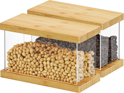 SpaceAid Bamboo Food Storage Containers with Airtight Lids