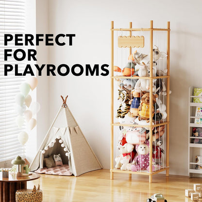 Best stuffed animal storage ideas for kids room - SpaceAid wooden organizer