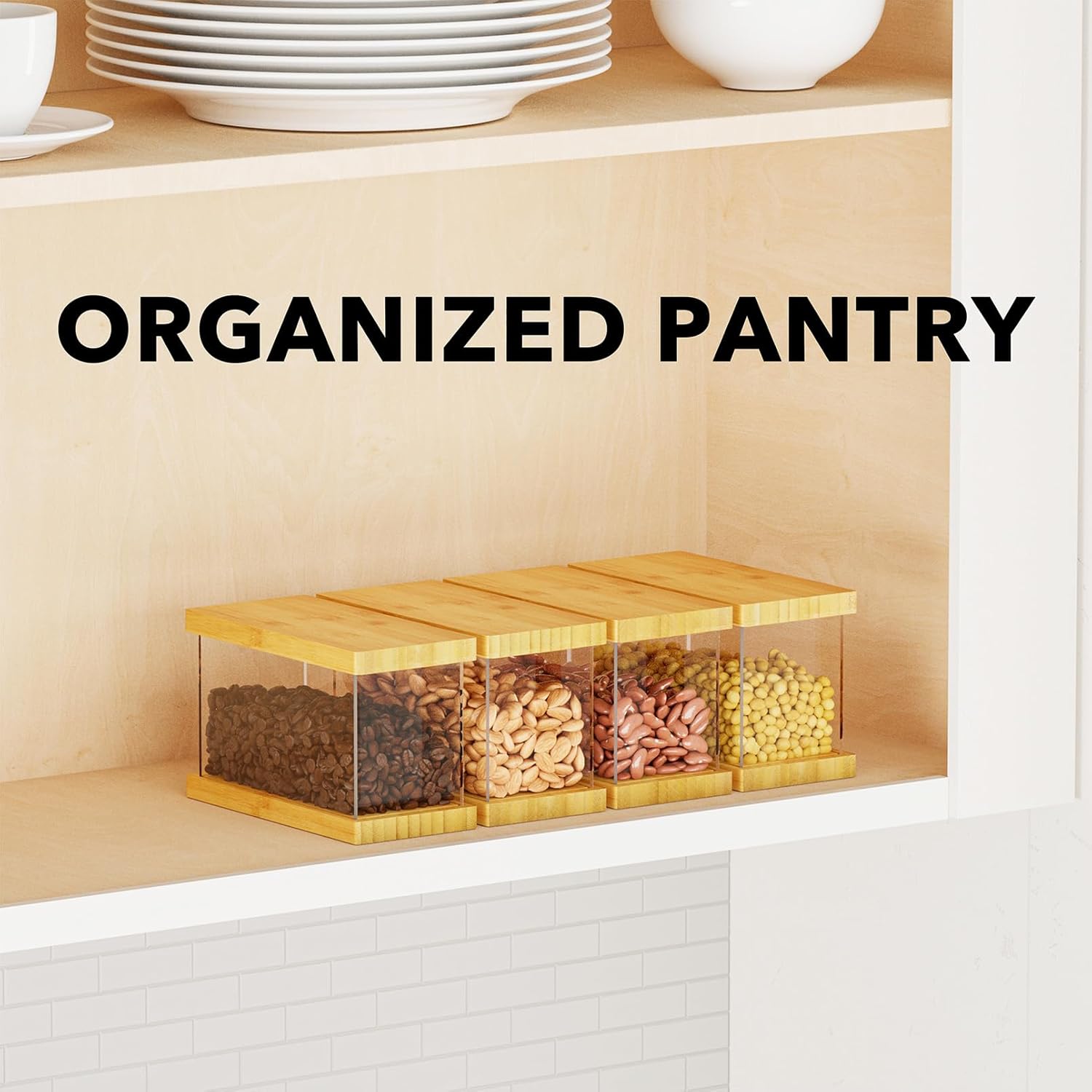 SpaceAid Bamboo Food Storage Containers with Airtight Lids