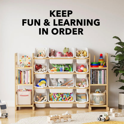 Toy Storage Organizer with 6 Shelves and 12 Bins White