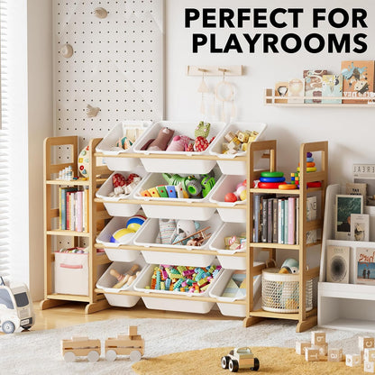 Toy Storage Organizer with 6 Shelves and 12 Bins White