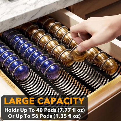 SpaceAid Bamboo Coffee Pod Holder for Nespresso Vertuo Capsule