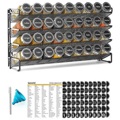 SpaceAid spice rack organizer with 36 empty spice bottles