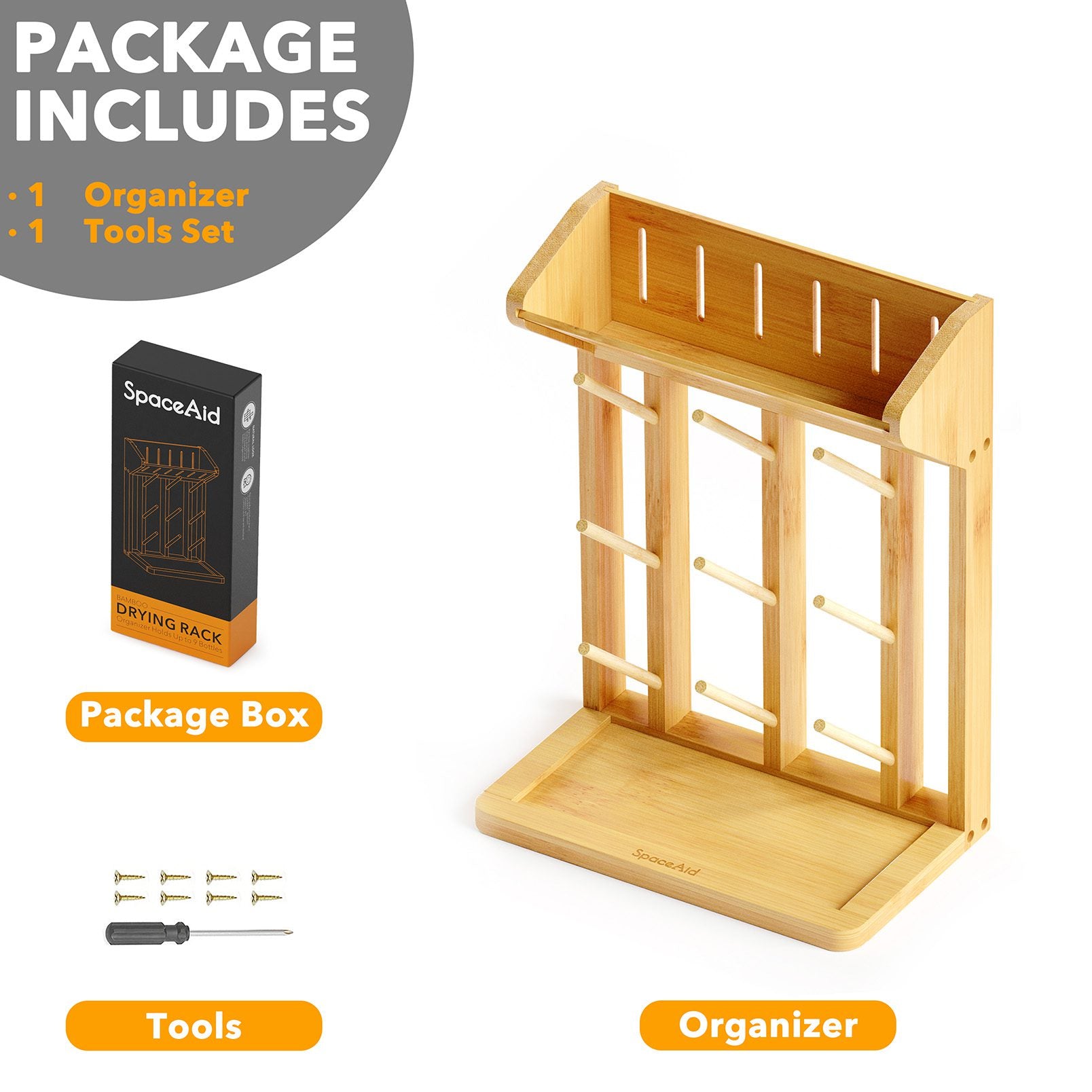 SpaceAid bamboo baby bottle drying rack