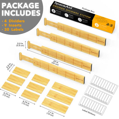 expandable bamboo drawer organizer
