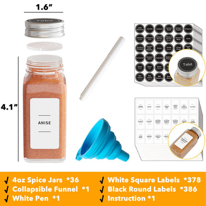 SpaceAid glass spice jars with labels