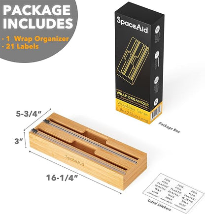SpaceAid bamboo plastic wrap and foil organizer