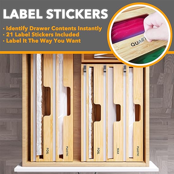 SpaceAid bamboo plastic wrap and foil organizer